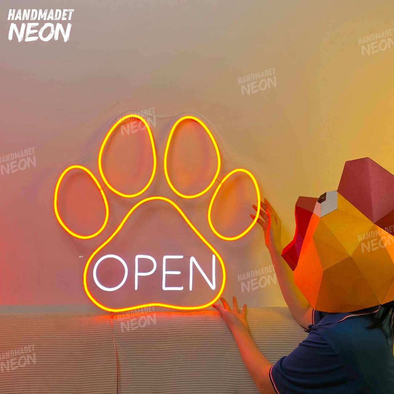 Paw Dog Open Led Sign