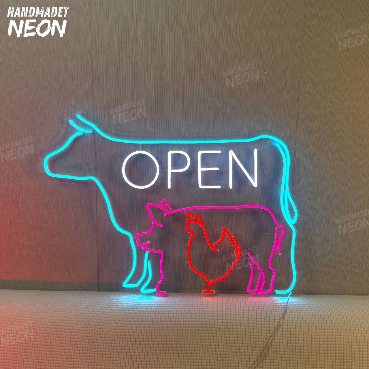 Butcher Shop Open Neon Sign