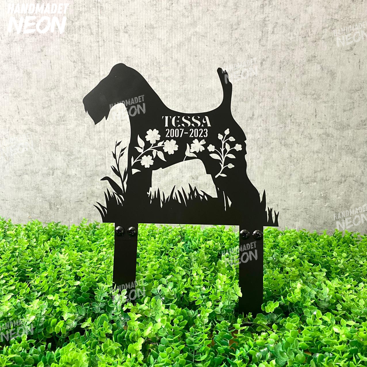 Custom Wire Fox Terrier Dog Memorial Stake